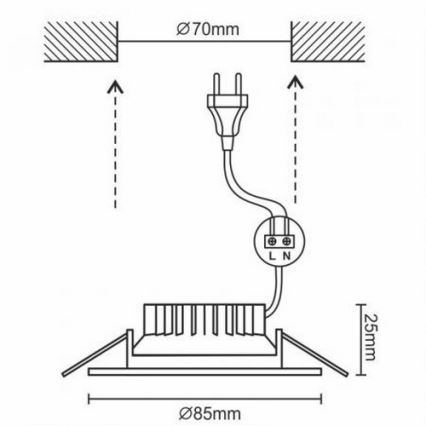 Spot encastrable LED salle de bain LED/7W/230V 4000K blanc IP44