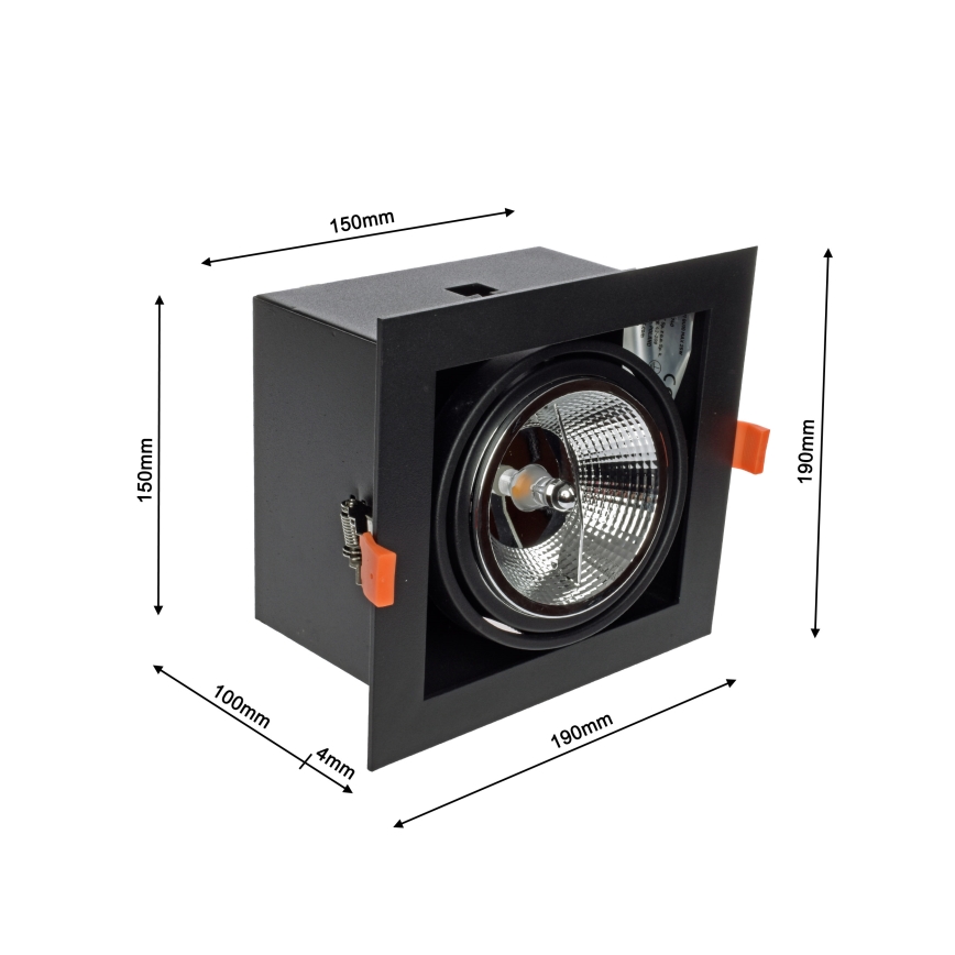 Spot encastrable PLAZA AR111 1xGU10/12W/230V noir