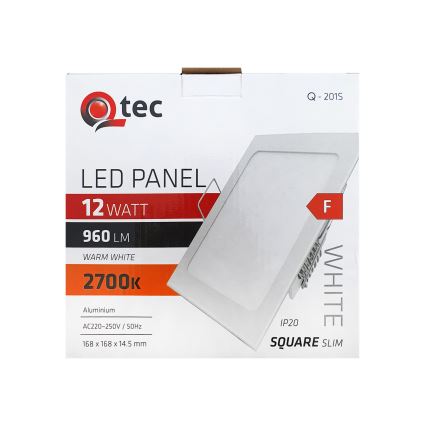 Spot encastrable QTEC LED/12W/230V 2700K 16,8x16,8 cm