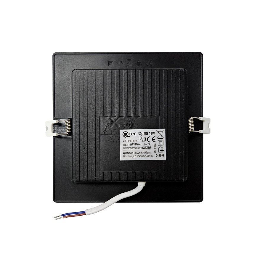 Spot encastrable SQUARE LED/12W/230V 4000K 17x17 cm noir