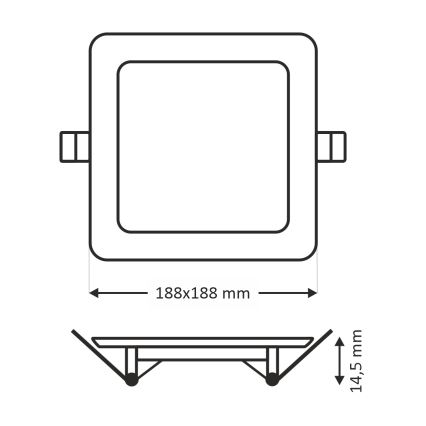 Spot encastrable SQUARE LED/15W/230V 6500K 18,8x18,8 cm blanc