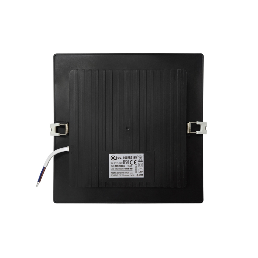 Spot encastrable SQUARE LED/18W/230V 4000K 22x22 cm noir