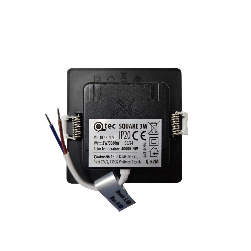 Spot encastrable SQUARE LED/3W/230V 4000K 9x9 cm noir