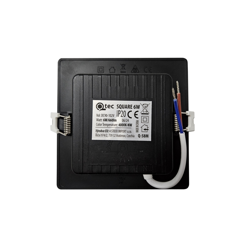 Spot encastrable SQUARE LED/6W/230V 4000K 12x12 cm noir
