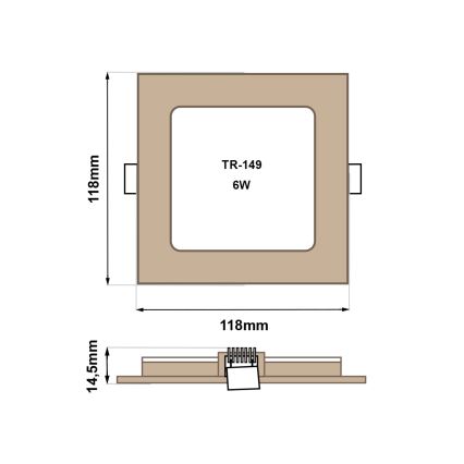Spot encastrable SQUARE LED/6W/230V 4200K 11,8x11,8 cm marron