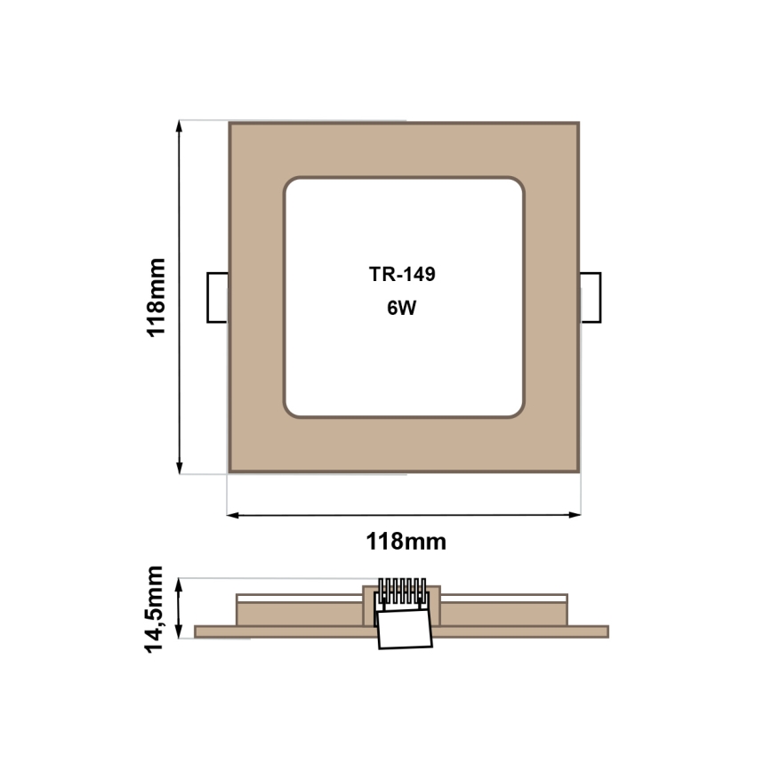 Spot encastrable SQUARE LED/6W/230V 4200K 11,8x11,8 cm marron