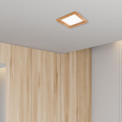 Spot encastrable WOODY SPOT LED/17W/230V 3000K chêne 18,5x18,5 cm