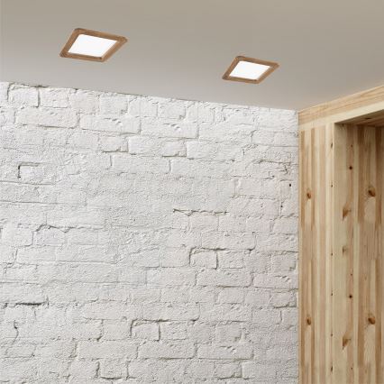 Spot encastrable WOODY SPOT LED/17W/230V 3000K noyer 18,5x18,5 cm