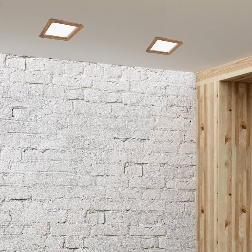 Spot encastrable WOODY SPOT LED/17W/230V 3000K noyer 18,5x18,5 cm
