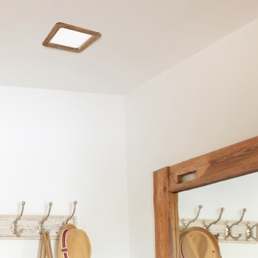 Spot encastrable WOODY SPOT LED/17W/230V 3000K noyer 18,5x18,5 cm