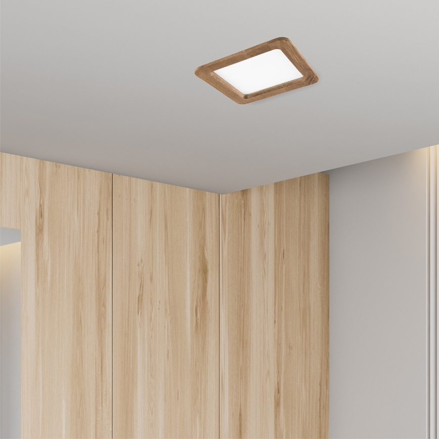 Spot encastrable WOODY SPOT LED/17W/230V 3000K noyer 18,5x18,5 cm