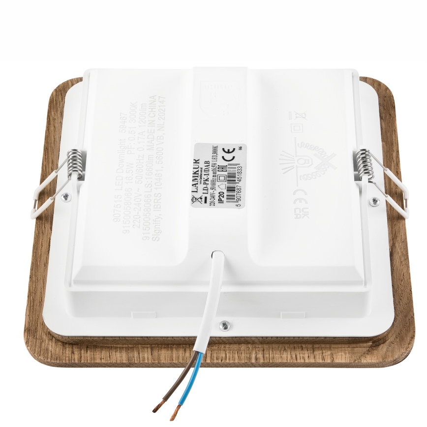 Spot encastrable WOODY SPOT LED/17W/230V 3000K noyer 18,5x18,5 cm