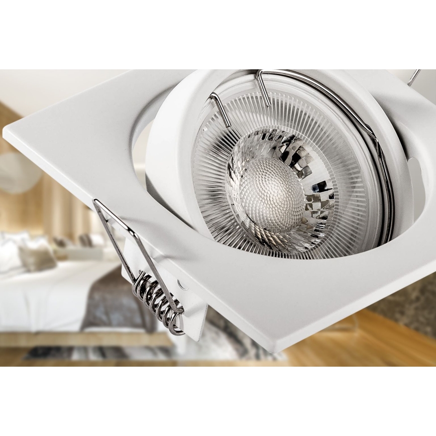 Spot encastré 1xGU10/MR16/10W/230V 9x9 cm blanc