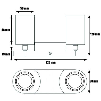 Spot KINIA 2xGU10/30W/230V blanc