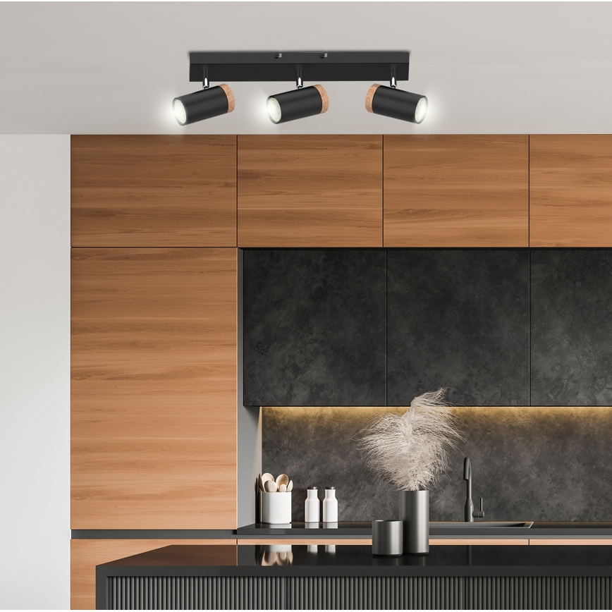 Spot LAGOS 3xGU10/15W/230V noir/marron