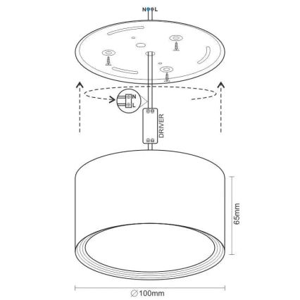 Spot LED/12W/230V 4000K d. 10 cm blanc