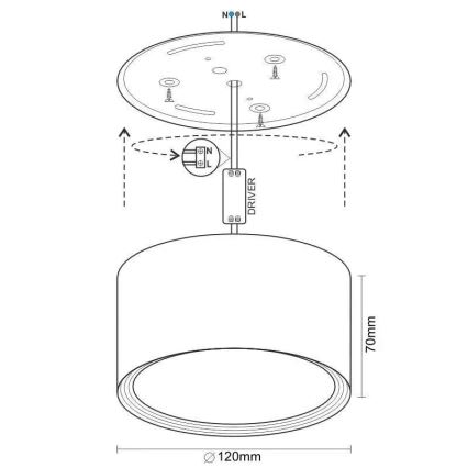 Spot LED/14W/230V 4000K d. 12 cm blanc