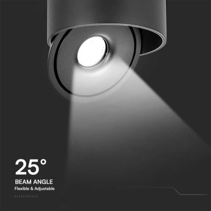 Spot LED/20W/230V 3000/4000/6400K CRI 90 noir