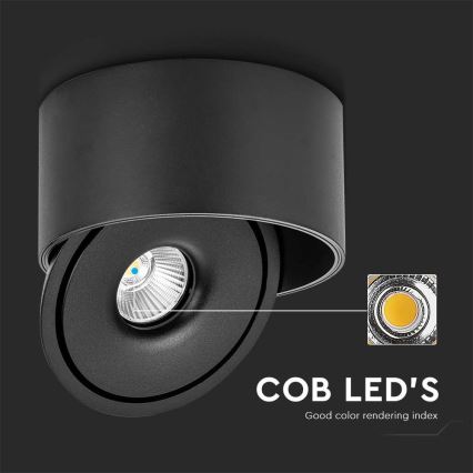 Spot LED/20W/230V 3000/4000/6400K CRI 90 noir