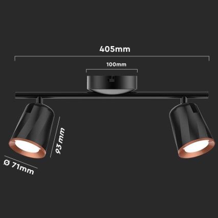 Spot LED 2xLED/5W/230V 3000K noir