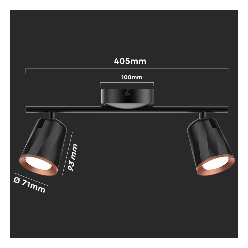 Spot LED 2xLED/5W/230V 3000K noir