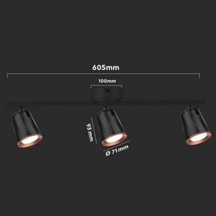 Spot LED 3xLED/5W/230V 3000K noir