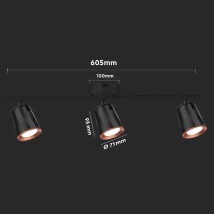 Spot LED 3xLED/5W/230V 4000K noir