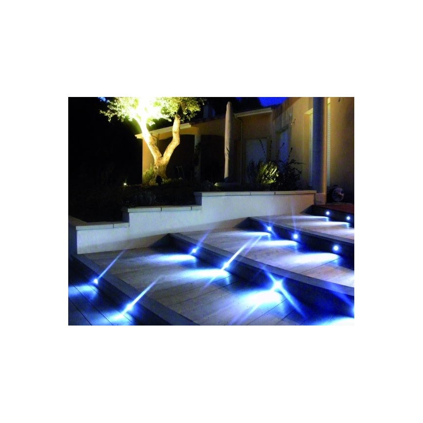 Spot LED encastrable extérieur EASY CONNECT 1xGU10/2W/230V bleu IP67 arrondi