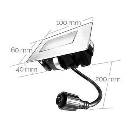 Spot LED encastrable extérieur EASY CONNECT LED/2W/230V 3000K IP67 rectangulaire