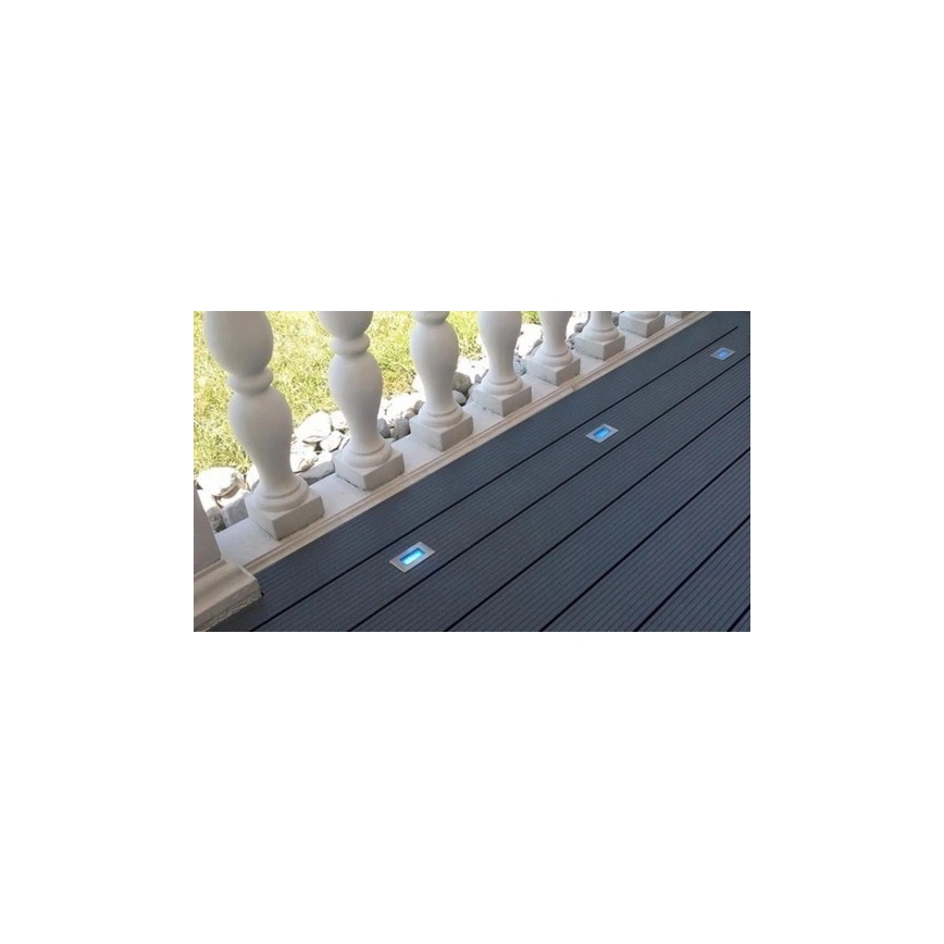 Spot LED encastrable extérieur EASY CONNECT LED/2W/230V bleu IP67 rectangulaire