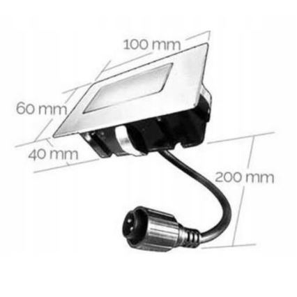 Spot LED encastrable extérieur EASY CONNECT LED/2W/230V bleu IP67 rectangulaire