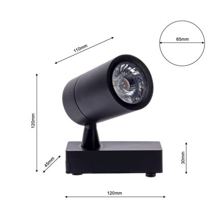 Spot LED pour système de rail TRACK LIGHT LED/7W/230V 4000K noir