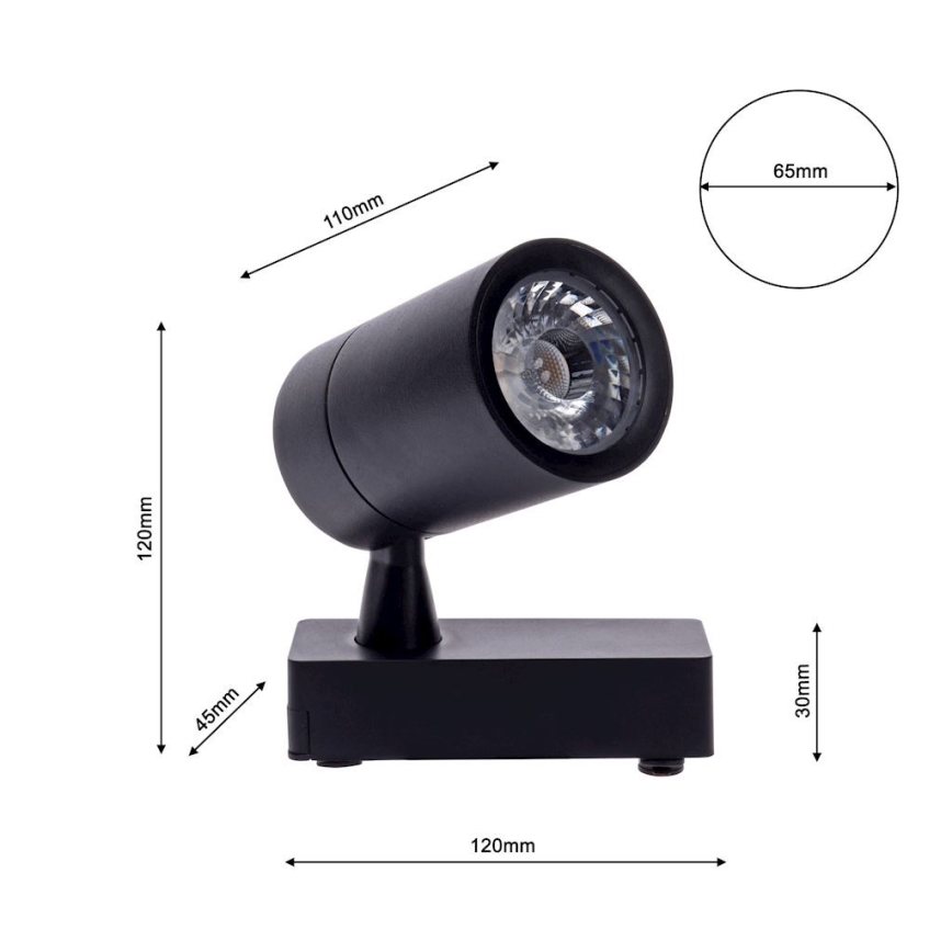 Spot LED pour système de rail TRACK LIGHT LED/7W/230V 4000K noir