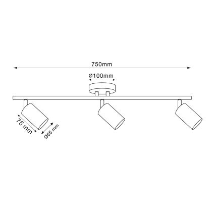 Spot LED RGBW dimmable GOLDI 3xGU10/4,8W/230V 3000K doré + télécommande