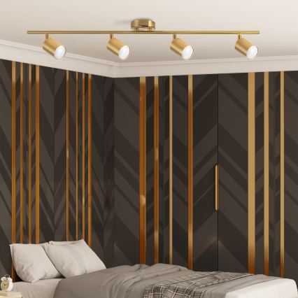 Spot LED RGBW dimmable GOLDI 4x GU10 / 6W / 230V / 3000K finition dorée + télécommande