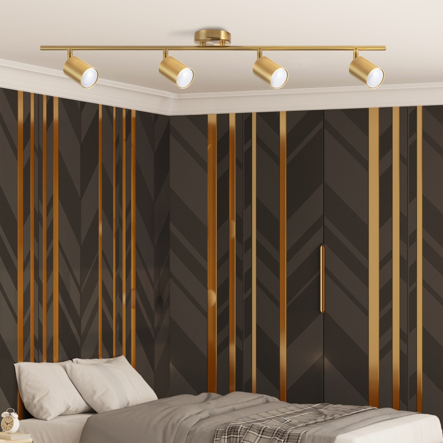 Spot LED RGBW dimmable GOLDI 4x GU10 / 6W / 230V / 3000K finition dorée + télécommande