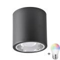 Spot LED RGBW dimmable JUPITER 1xE27/6,5W/230V 2700-6500K Wi-Fi Ø 13 cm noir