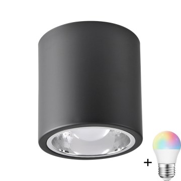 Spot LED RGBW dimmable JUPITER 1xE27/6,5W/230V 2700-6500K Wi-Fi Ø 13 cm noir