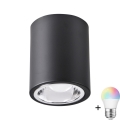 Spot LED RGBW dimmable JUPITER 1xE27/6,5W/230V 2700-6500K Wi-Fi Ø 9,8 cm noir