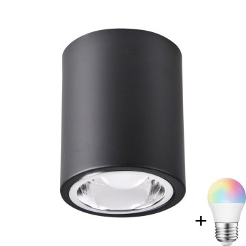 Spot LED RGBW dimmable JUPITER 1xE27/6,5W/230V 2700-6500K Wi-Fi Ø 9,8 cm noir
