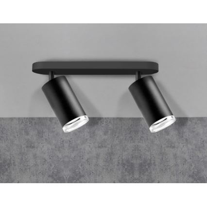 Spot LED RGBW dimmable pour salle de bains TURYN 2xGU10/4,8W/230V 3000K IP44 noir + télécommande