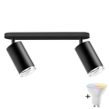 Spot LED RGBW dimmable pour salle de bains TURYN 2xGU10/6,5W/230V 2700-6500K Wi-Fi IP44 noir