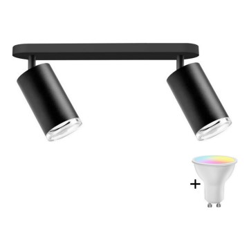 Spot LED RGBW dimmable pour salle de bains TURYN 2xGU10/6,5W/230V 2700-6500K Wi-Fi IP44 noir