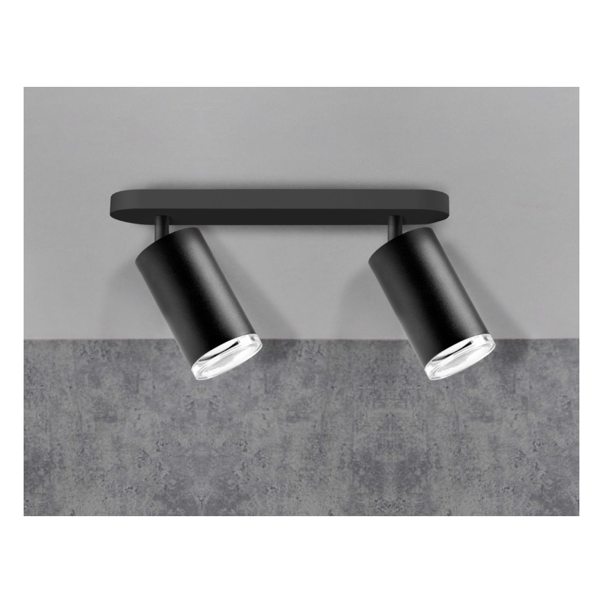 Spot LED RGBW dimmable pour salle de bains TURYN 2xGU10/6W/230V 3000K IP44 noir + télécommande