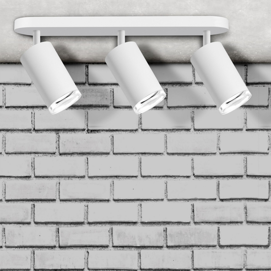 Spot LED RGBW dimmable pour salle de bains TURYN, 3x GU10, 4,8W, 230V, 3000 K, IP44, blanc + télécommande