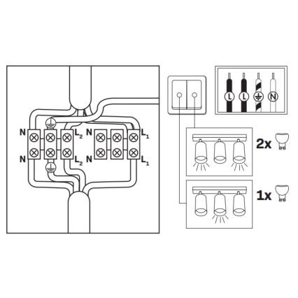 Spot LED RGBW dimmable pour salle de bains TURYN, 3x GU10, 4,8W, 230V, 3000 K, IP44, blanc + télécommande