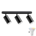 Spot LED RGBW dimmable pour salle de bains TURYN 3xGU10/6,5W/230V 2700-6500K Wi-Fi IP44 noir