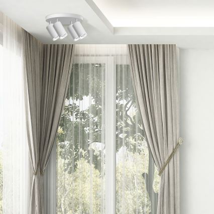 Spot LED RGBW dimmable pour salle de bains TURYN 4x GU10 / 4,8W / 230V / 3000K / IP44 blanc + télécommande