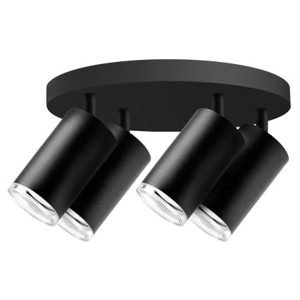 Spot LED RGBW dimmable pour salle de bains TURYN 4xGU10/4,8W/230V 3000K IP44 noir + télécommande
