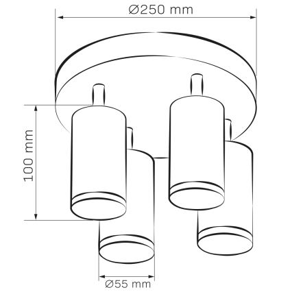 Spot LED RGBW dimmable pour salle de bains TURYN 4xGU10/4,8W/230V 3000K IP44 noir + télécommande